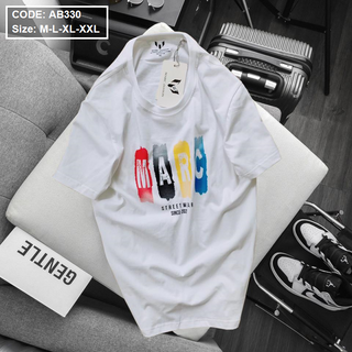 Áo thun nam cổ tròn in màu chất cotton