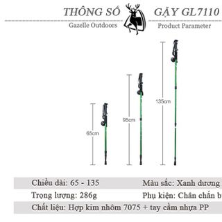 Gậy leo núi 3 khúc rút gọn Gazelle Outdoors GL7110
