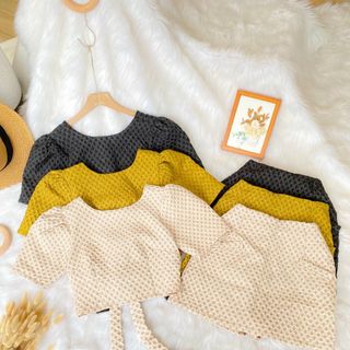 Set váy áo croptop cột nơ lưng