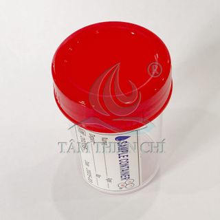 Lọ đựng mẫu nắp đỏ có nhãn HTM 55ml gói 100 cái