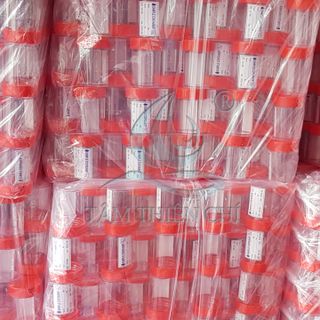 Lọ đựng mẫu nắp đỏ có nhãn HTM 55ml gói 100 cái