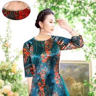 Áo dài cách tân nhung nhủ kim tuyến cực đỉnh ( có váy, bigsize 70kg)