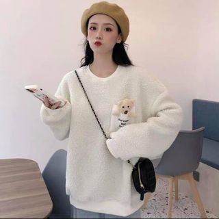 Áo sweater lông gấu unisex nam nữ freesize dưới 65kg
