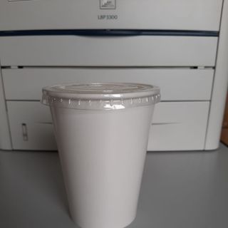 Cốc giấy tráng 2 lớp PE 12oz kèm nắp bằng PP trắng