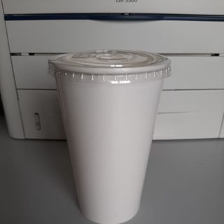 Cốc giấy tráng 2 lớp PE 16oz kèm nắp bằng PP trắng