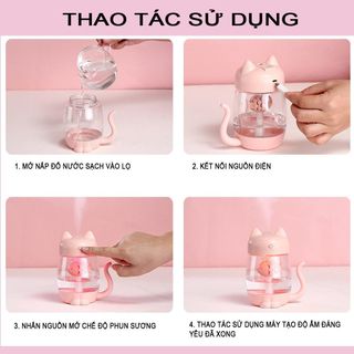 Máy phun sương hình mèo kiêm đèn led usb và quạt usb