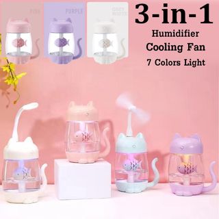 Máy phun sương hình mèo kiêm đèn led usb và quạt usb