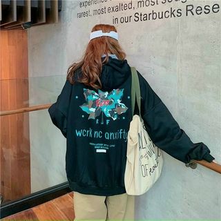 Áo hoodie thun nỉ ngoại in lá phông form chuẩn