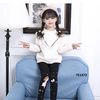 Quần legging lót lông mềm mại, ấm áp in hình cô gái TE1972