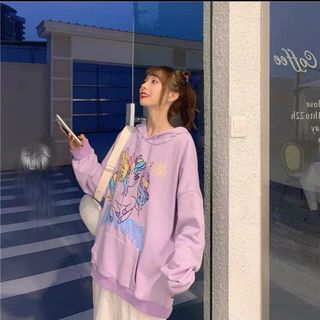 Áo hoodie nỉ ngoại in ngựa hoạt hình