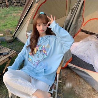 Áo hoodie nỉ ngoại in ngựa hoạt hình