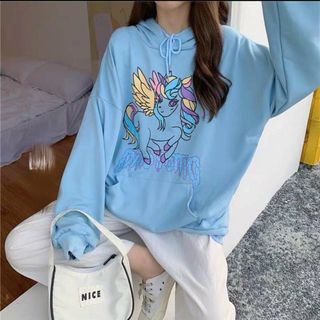 Áo hoodie nỉ ngoại in ngựa hoạt hình