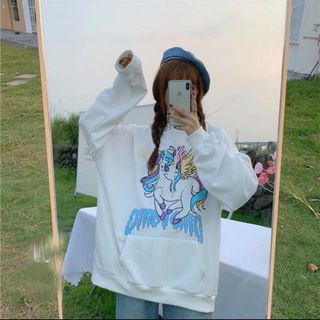 Áo hoodie nỉ ngoại in ngựa hoạt hình