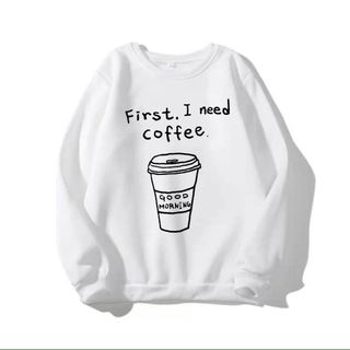 Áo sweater in ly cafe Thun nỉ ngoại mềm