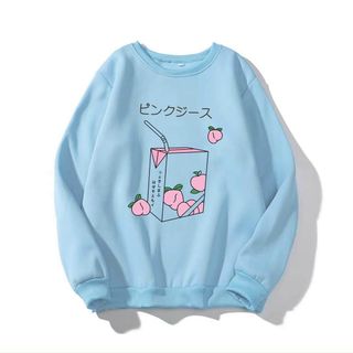 Áo sweater in hộp sữa trái đào thun nỉ ngoại