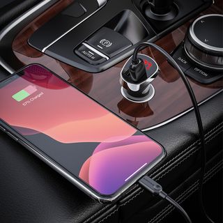 Bộ Cóc Cáp Sạc Xe Hơi Borofone BZ15 Cổng Lightning 2 Cổng USB có màn LCD chuẩn US
