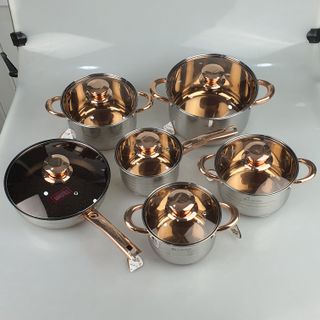 Bộ 6 nồi chảo inox 5 đáy ENGELBERG EB-8013