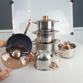 Bộ 6 nồi chảo inox 5 đáy ENGELBERG EB-8013