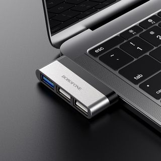 Bộ chuyển đổi cổng BOROFONE BH1 từ cổng Type C ra 2 cổng USB 2.0 và USB 3.0