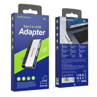 Bộ chuyển đổi cổng BOROFONE BH1 từ cổng Type C ra 2 cổng USB 2.0 và USB 3.0