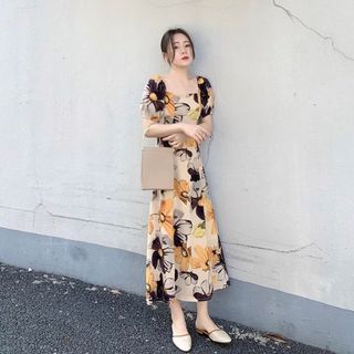 ĐẦM XOÈ HOA LY TAY PHỒNG - DT1422 - xưởng may đô thành