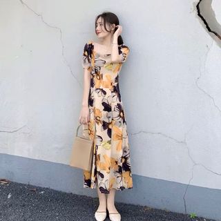 ĐẦM XOÈ HOA LY TAY PHỒNG - DT1422 - xưởng may đô thành