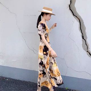 ĐẦM XOÈ HOA LY TAY PHỒNG - DT1422 - xưởng may đô thành