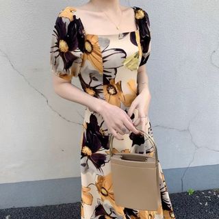 ĐẦM XOÈ HOA LY TAY PHỒNG - DT1422 - xưởng may đô thành