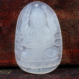 Phật Bản Mệnh Đá Mã Não Trắng
