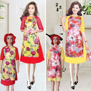 Áo dài mẹ và bé (set mẹ và set bé)