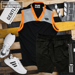 Set bộ thể thao nam quần short áo ba lỗ cổ tim
