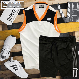 Set bộ thể thao nam quần short áo ba lỗ cổ tim
