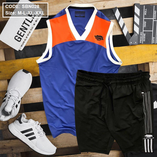 Set bộ thể thao nam quần short áo ba lỗ cổ tim