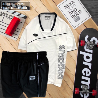 Set bộ nam thể thao áo cổ tim quần short thun