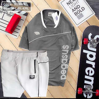 Set bộ nam thể thao áo cổ tim quần short thun