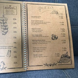 Menu đóng lò xo Kraft bìa mềm 19*26cm In Bạch Dương