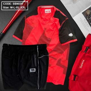 Set bộ thể thao nam ban áo cổ tròn quần short