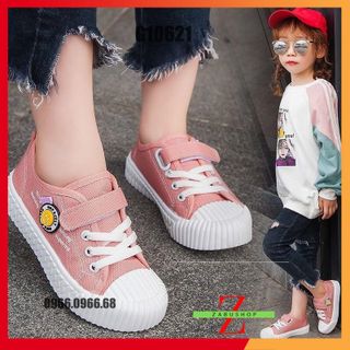 Giày Vải Canvas Hình Mặt Cười Cho Bé Trai Bé Gái Giày Thể Thao Kiểu Dáng Vỏ Sò Size 27-36