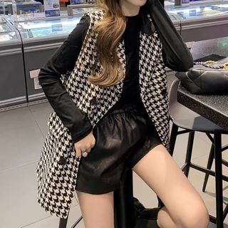 Set dạ ziczac mix áo len đen
