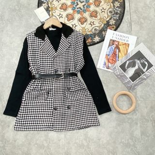 Set dạ ziczac mix áo len đen