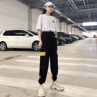 Quần kaki jogger nữ nắp túi mịn