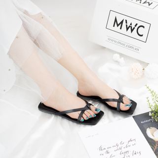 Dép đế bệt nữ quai kẹp phối quai ngang thời trang - Dép nữ da mềm 2 màu Đen và Kem - YH280K