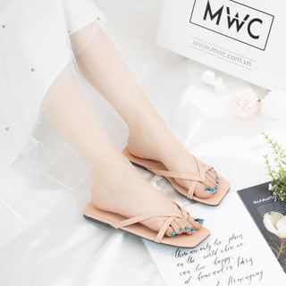 Dép đế bệt nữ quai kẹp phối quai ngang thời trang - Dép nữ da mềm 2 màu Đen và Kem - YH280K