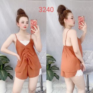 Đồ Bộ Voan Phối Ren 3240