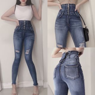 Jean Nữ Lưng Siêu Cao Xanh Thời Trang