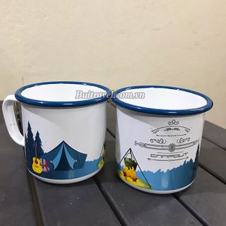Cốc sắt tráng men in hoạ tiết thiên nhiên dã ngoại