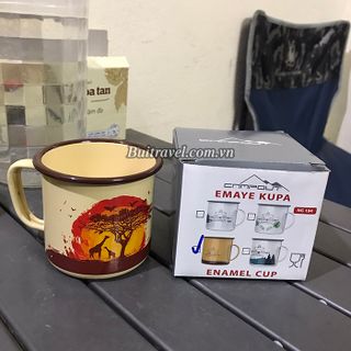 Cốc sắt tráng men in hoạ tiết thiên nhiên dã ngoại