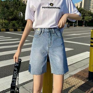 Quần ngố jean nữ thêu hoa cúc Ms17 kho chuyên sỉ jean 2KJean