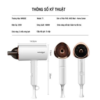 Máy sấy tóc Mingge tạo kiểu 2 chiều nóng lạnh Công suất 1800W - T1
