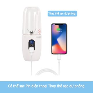 Máy xay sinh tố cầm tay dung tích 460ml công suất 125W pin 2400mah dao 6 lưỡi - JC20